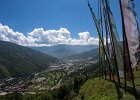 View of Thimpu from a nearby hill (acclimatisation walk). The building in the bottom left with the golden roofs is the Tashichho dzong where the Thimpu Festival is taking place.